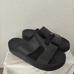 Crocs Getaway Platform H-Strap Womens 11 Black Slip In Lightweight Flexible Soft